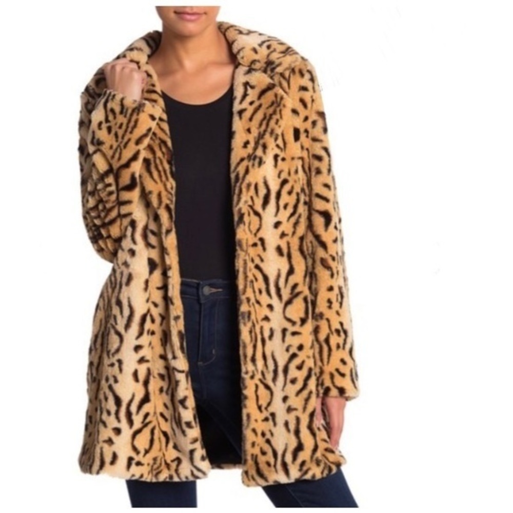 Love Token Tiger Print Faux Fur Jacket Size L, NWT